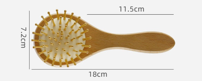 PearWood | Round Wool Massage Brush Set | Pear Wood Handle | Soft Wool Round Brush | 14.5 x 4.3 x 1 cm | Scalp Massage -