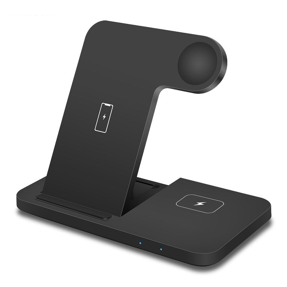 ZenCharge | Folding 3-In-1 Wireless Charger | 15W Fast Charge | Phone Watch Earbuds | Black | Space Saving Desk Accessory -