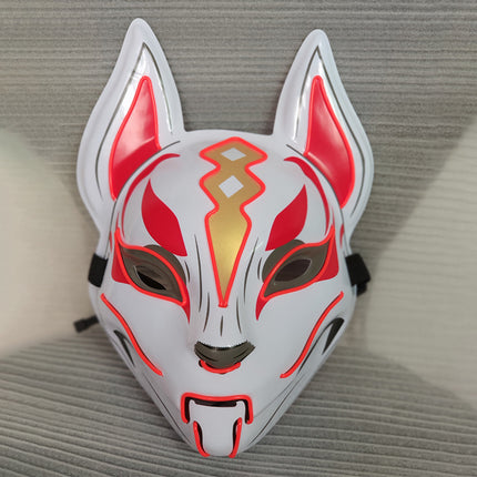 Glowing Cat Face Mask For Women Demon Slayer Cold Light Fox Mask Masquerade Cosplay Props Bar Haunted House Christmas Decor