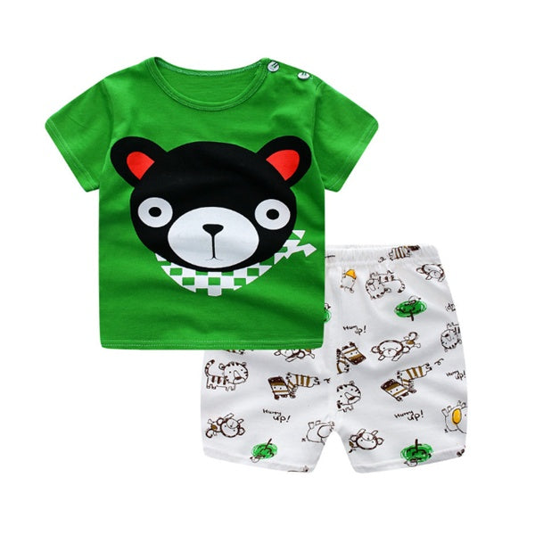 BabyJoy | Cartoon Baby Tee Set | Soft Cotton | Cartoon Animal Stripe | 80-100 cm | Everyday Wear -