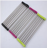 | Folding Kitchen Drain Rack | Stainless Steel | Easy to Clean | Space Saving | Large | Keeps Counter Dry and Organized -