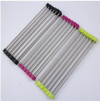 | Folding Kitchen Drain Rack | Stainless Steel | Easy to Clean | Space Saving | Large | Keeps Counter Dry and Organized -