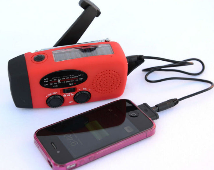 SolarPulse | Hand Crank Radio Flashlight | Usb Charging | Solar Powered | Red | Reliable Outdoor Power -