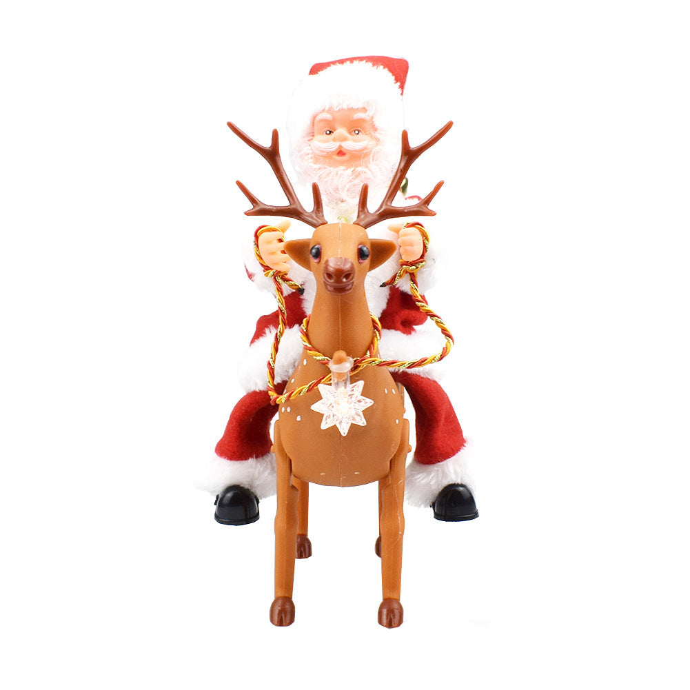 FestiveGlow | Riding Santa Deer Musical Toy | Music Action | Battery Operated | 25cm | Ideal Kids Christmas Gift -