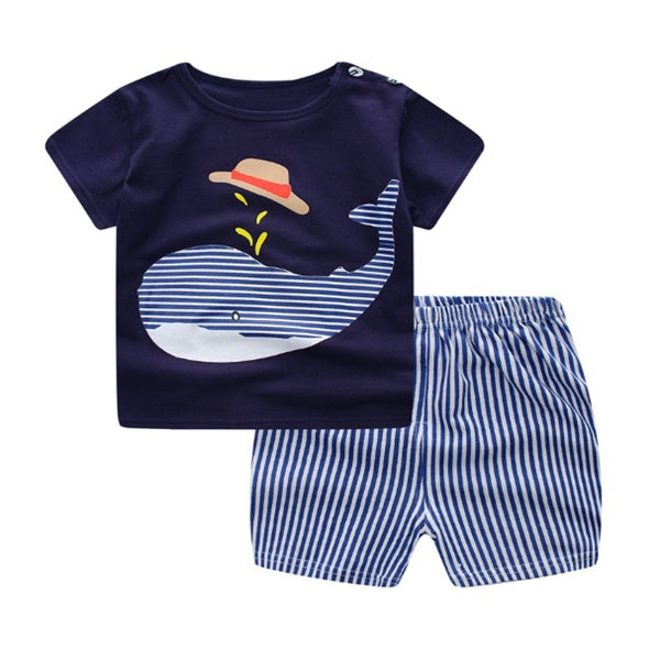 BabyJoy | Cartoon Baby Tee Set | Soft Cotton | Cartoon Animal Stripe | 80-100 cm | Everyday Wear -