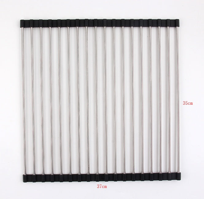 | Folding Kitchen Drain Rack | Stainless Steel | Easy to Clean | Space Saving | Large | Keeps Counter Dry and Organized -