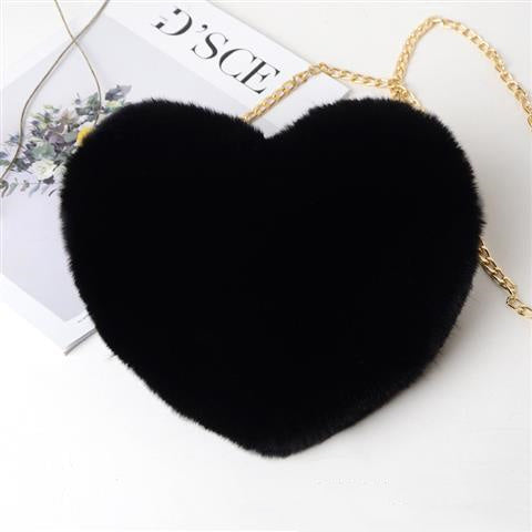 Women’s Plush Heart Shoulder Bag | Valentine’s Day Party Purse | Soft Plush Chain Crossbody | Zipper Closure | Cute Medium Round Heart Bag for Gifts & Events - Apparel & Accessories > Handbags, Wallets & Cases > Handbags > Shoulder Bags