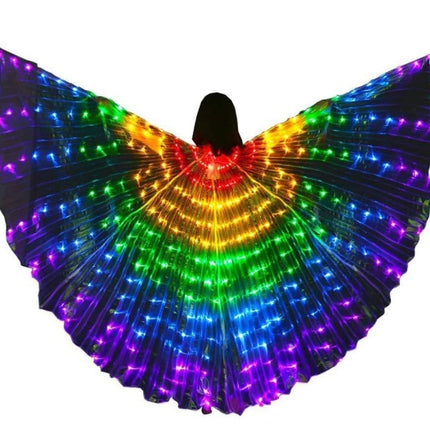 LED Butterfly Wings Halloween Stage Performance Props Women Dance Prop DJ LED Dance Wings Light Up Wing Costume  Dance Wings Rainbow Colors With Stick