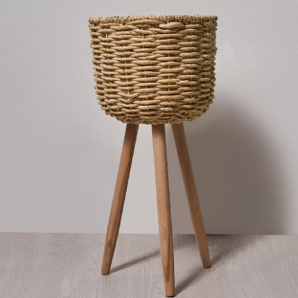 Floor - standing flowerpot straw furniture