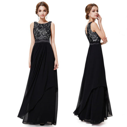 Lace spliced chiffon dress