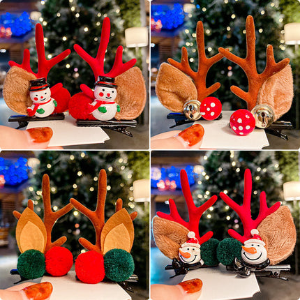 Christmas Hairpin Duck Clip Headdress Snowman Cute Antler Clip Hair Ornament