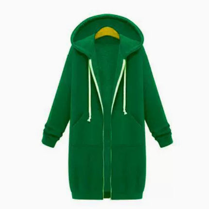 Hooded Long Sleeve Sweater Fleece Long Jacket