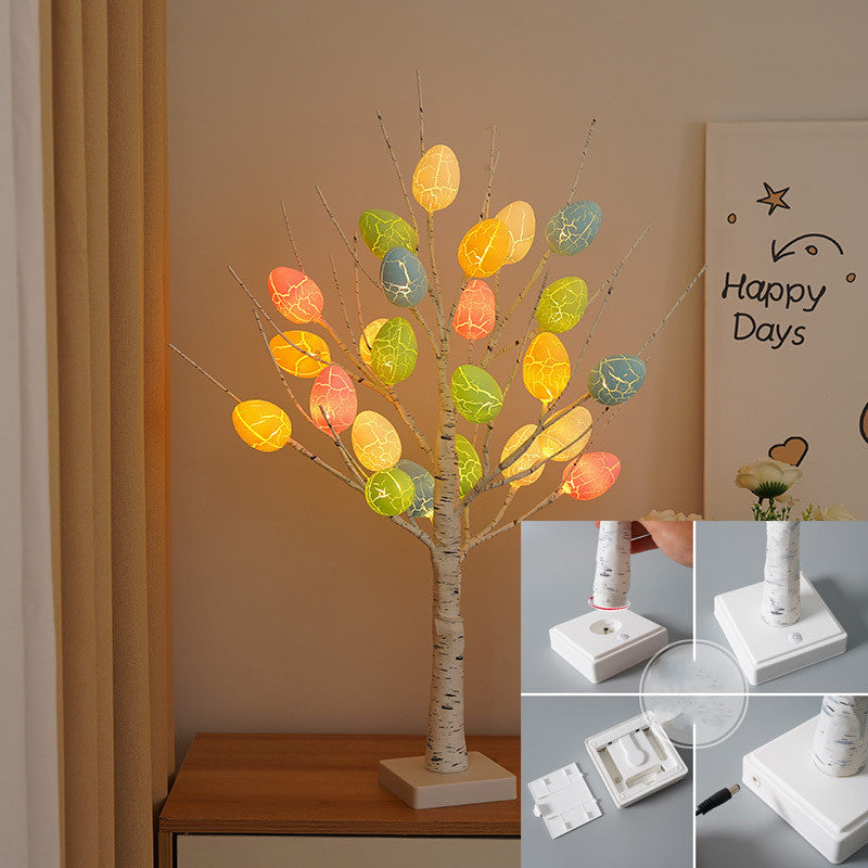 LumiTree | Easter Birch Tree | 24 LED Lights | Adjustable Branches | 60cm Tabletop | Vibrant Easter Decor -