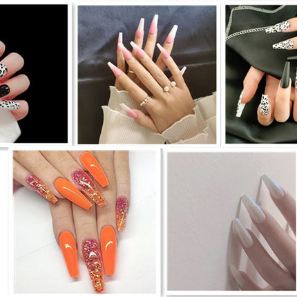 Long Ballet Nails With Flat And Pointed Water Droplets