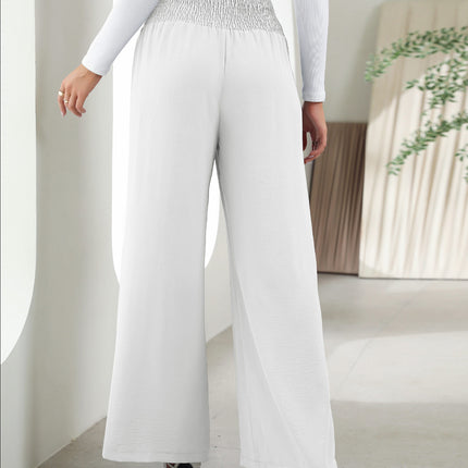 Fashion Straight Wide Leg Pants Elastic High Waist Casual Trousers For Women