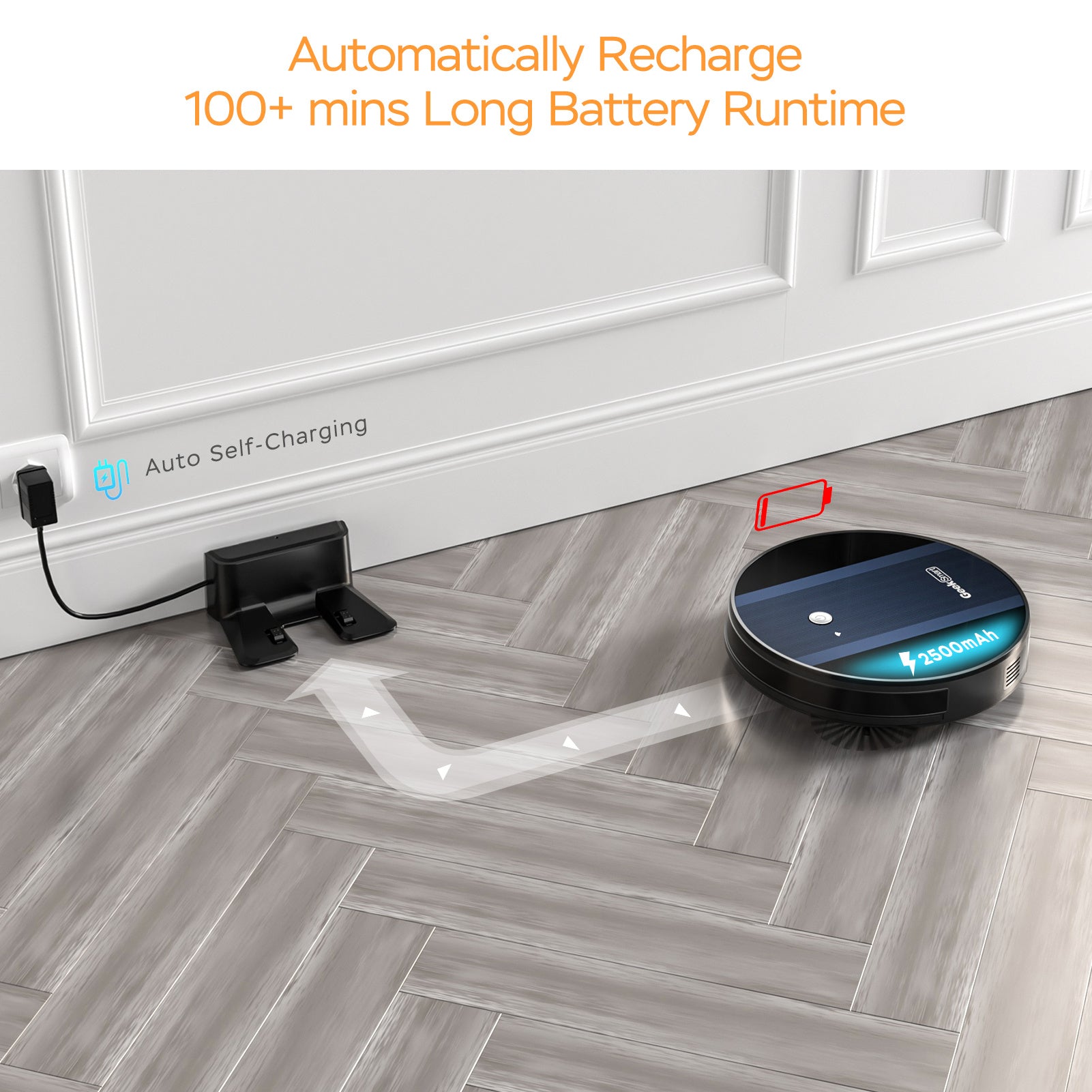 Geek | Robot Vacuum Cleaner | Ultra Thin Design | 1800Pa Suction | G6 Plus | Great For Hard Floors To Carpets -
