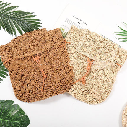 Backpack Straw Casual Beach Straw Bag