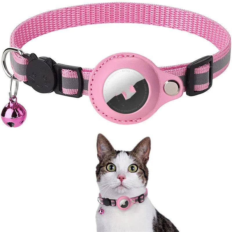 Reflective Nylon AirTag Pet Collar | Waterproof Holder Case for Apple AirTag | Adjustable Dog & Cat Collar for Puppies, Kittens & Small Pets | Secure & Durable - Animals & Pet Supplies > Pet Supplies > Pet Collars & Harnesses > Breakaway & Safety Collars