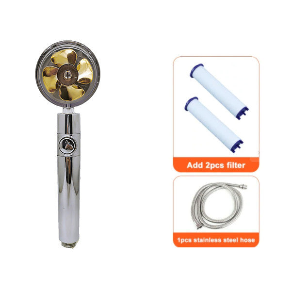 High-Pressure Water-Saving Shower Head | 360° Rotating Turbo Fan Spray Nozzle | ABS Pressurized Shower with Filter | Chrome Round Fixed Head - Hardware > Plumbing > Plumbing Fixture Hardware & Parts > Shower Parts > Shower Heads > Handheld Shower Heads