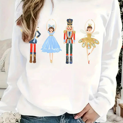 Women's Printed Long Sleeve Crew Neck Sweater