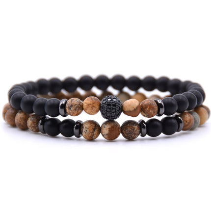 Micro-inlaid Zircon Nracelet 6mm Natural Stone Beaded Bracelet