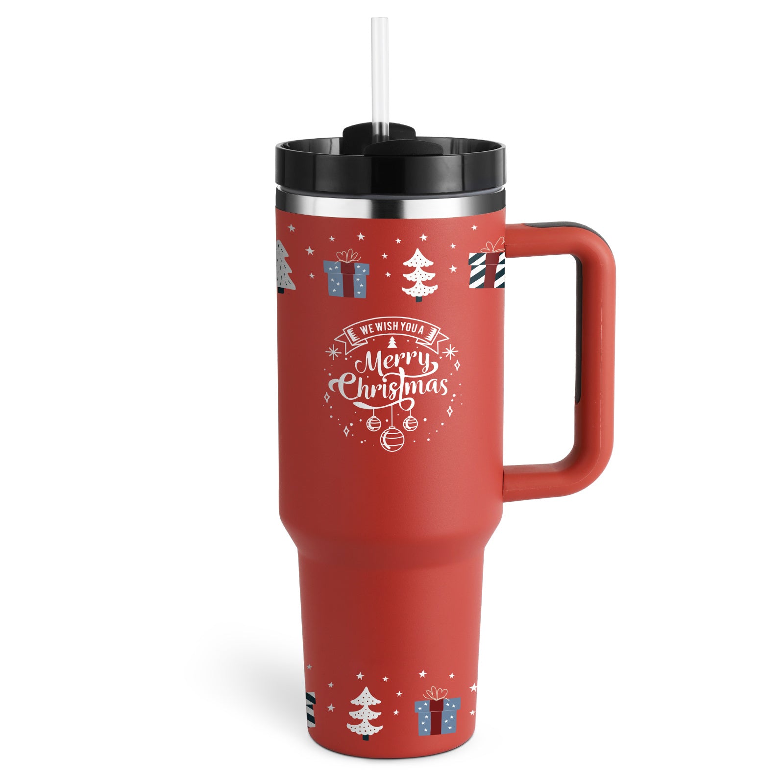 40oz Insulated Tumbler with Handle & Straw | Stainless Steel Vacuum Cup | Spill-Proof Travel Mug with Lid | Hot & Cold Coffee Tumbler for Car, Gym & Office | Valentine & Christmas Gift Edition - Home & Garden > Kitchen & Dining > Tableware > Drinkware > Tumblers