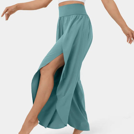 Loose Split Yoga Pants Summer Elastic High Waist Wide Leg Trousers Women's Fashion Versatile Clothing