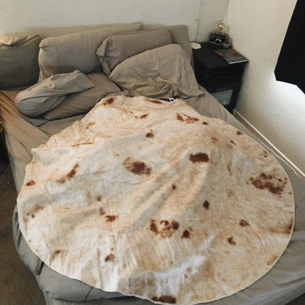 Super Soft Warm Flannel Burrito Blankets 280Gsm Round Shape Airplane Travel Throw Coral Fleece Tortilla Nap Wrap Blankets