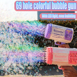 Bubble Rocket | Bubble Gun | 69 Hole Bubble Chamber With Led | Thousands Of Bubbles Per Minute | Multicolor | Night Fun -