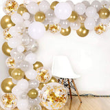 Golden Confetti | Balloon Garland Set | Metallic Balloons Kit | Great For Baby Showers | Gold White Silver Mix | Easy Decor -