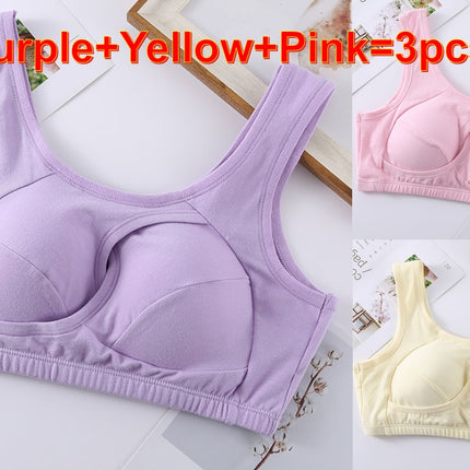 Plus Size Women Bra Ladies Cotton Quake-Proof Underwear Sleep Tops No Buckles Non Wire Lingerie With Removable Padded