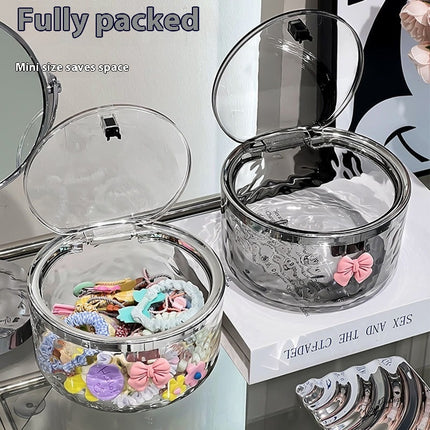 Children's Water Ripple Finishing Box Desktop Hairpin For Girls Rubber Band Transparent Storage