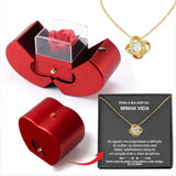 Eternal Rose Apple Gift Box Necklace | Heart Pendant Clavicle Chain for Women | Preserved Soap Flower Jewelry Box | Romantic Christmas, Valentine’s & Mother’s Day Gift | Gold/Silver Plated Copper Necklace Set - Health & Beauty > Jewelry Cleaning & Care > Jewelry Holders > Jewelry Boxes