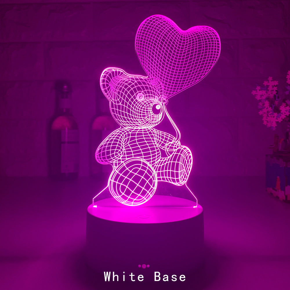 GlowBear | 3D Teddy Bear Night Light | Acrylic Neon Look | Usb Powered | Teddy Bear | Adds magical glow to your space -