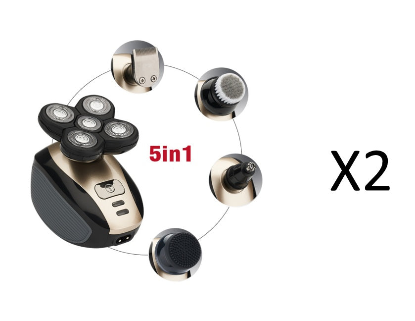 NovaGroom | 5-In-1 Shaver | Five Floating Blades | Nose And Beard Trimmer | Black | Close Head And Face Grooming -