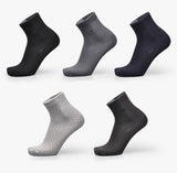 Men’s Bamboo Fiber Business Socks | Breathable Anti-Odor Soft Crew Socks | Eco-Friendly Medium-Thickness Daily Wear | 5-Color Pack | Free Size 38-44 - Apparel & Accessories > Clothing > Socks > Crew Socks