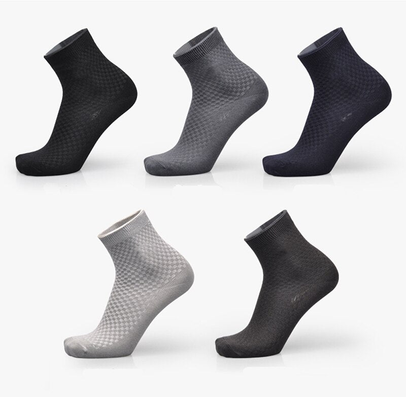 Men’s Bamboo Fiber Business Socks | Breathable Anti-Odor Soft Crew Socks | Eco-Friendly Medium-Thickness Daily Wear | 5-Color Pack | Free Size 38-44 - Apparel & Accessories > Clothing > Socks > Crew Socks