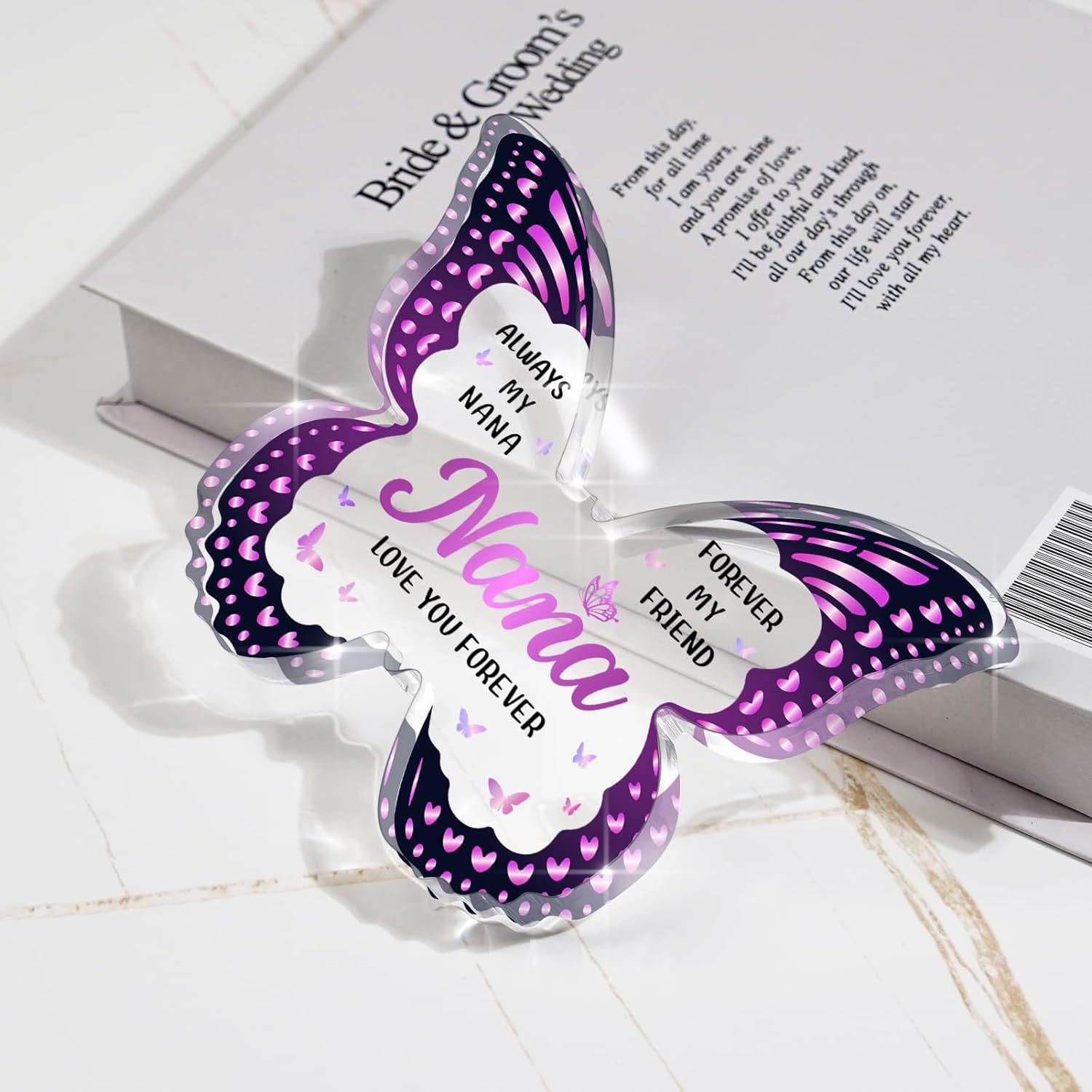 Butterfly Keepsakes | Acrylic Keepsake | Butterfly Shape | Purple Wing Pattern | Perfect Mother's Day Gift For Mom -