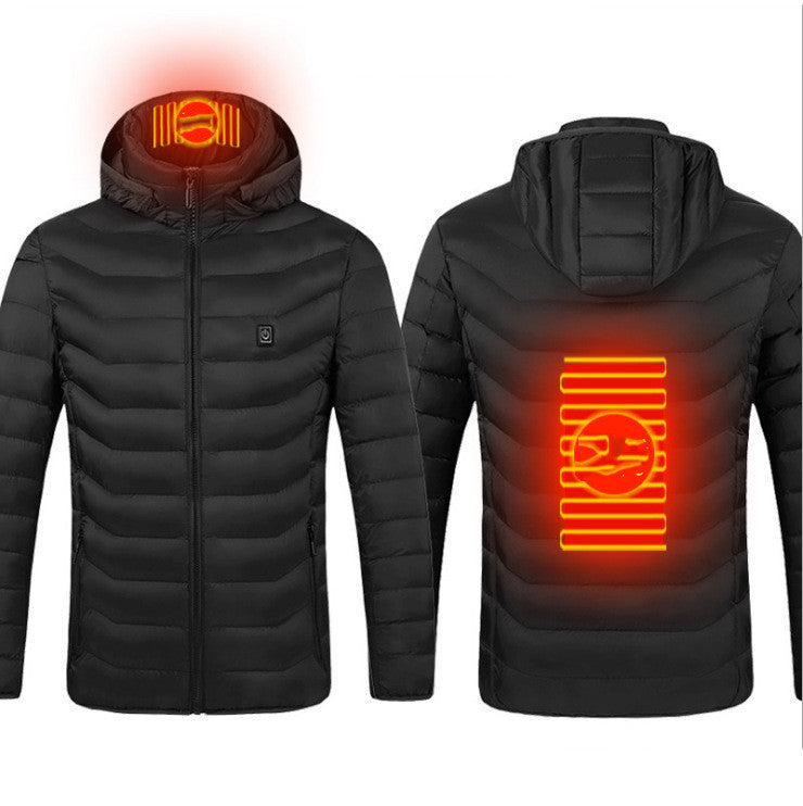 Men’s Heated Jacket USB Electric Coat | 3-Temperature Thermal Heating Jacket with Removable Hood | Lightweight Warm Cotton Coat | Windproof Winter Heated Outerwear | 2/4/8/9 Heat Zone Options | S–6XL (No Power Bank Included) - Apparel & Accessories > Clothing > Outerwear > Coats & Jackets > Puffer Jackets