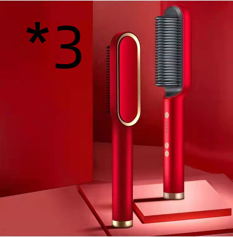 2 in 1 Hair Straightener Hot Comb | Anti Scald Design | Negative Ion Tech | Dual Purpose Straightening and Curling -