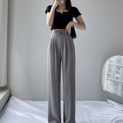 Women's New High Waist Loose Drape Suit Wide Leg Pants