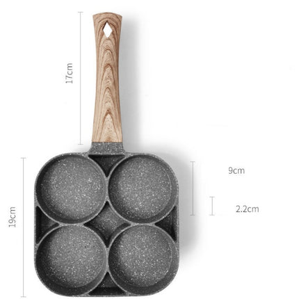 Multi Functional 4 Hole Frying Pan Non Stick Breakfast Burger Egg Pancake Maker Medical Stone Four Hole Omelet Pan