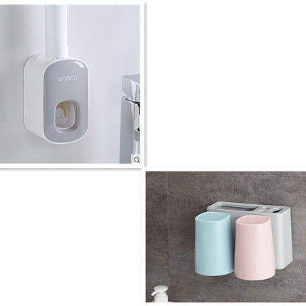 Wall Mounted Automatic Toothpaste Holder Bathroom Accessories Set Dispenser