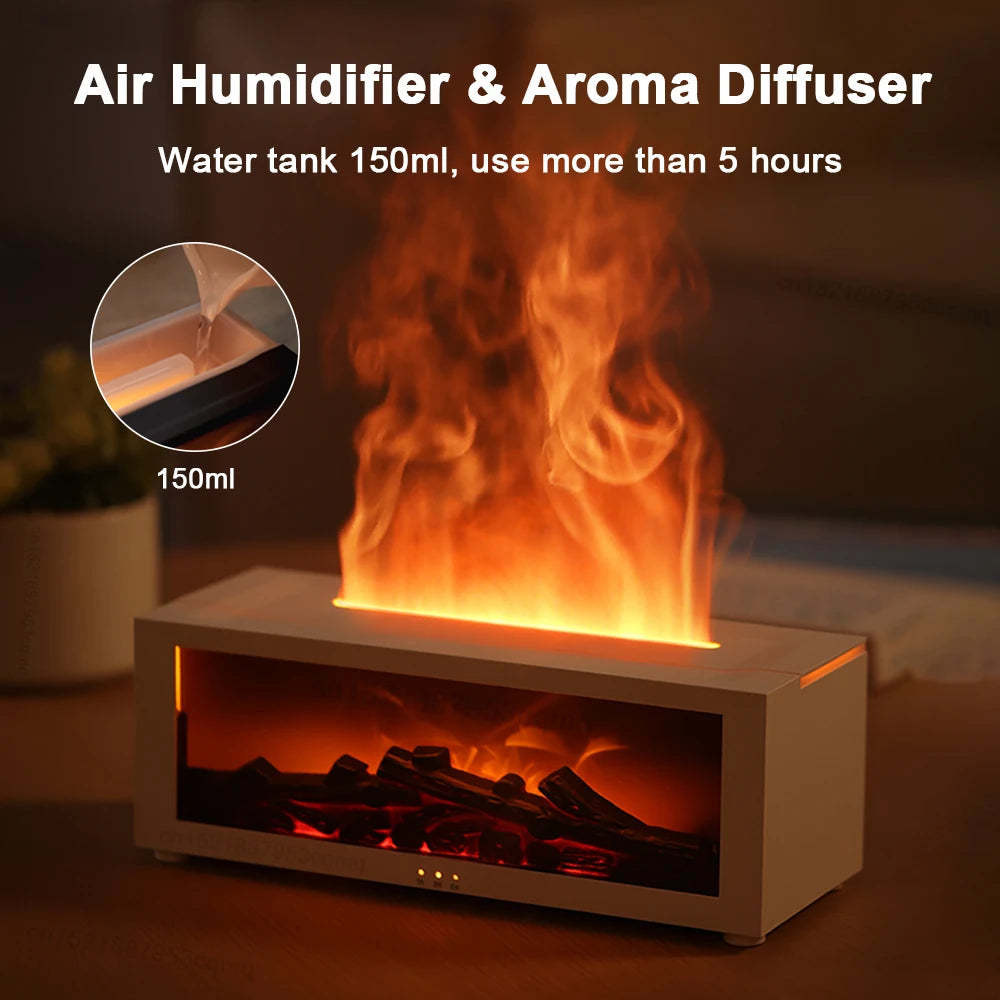 New Flame | Aromatherapy Diffuser | 3D Flame Effect | Large Room Humidifier | Multicolor | Calm Relaxing Home Ambience -