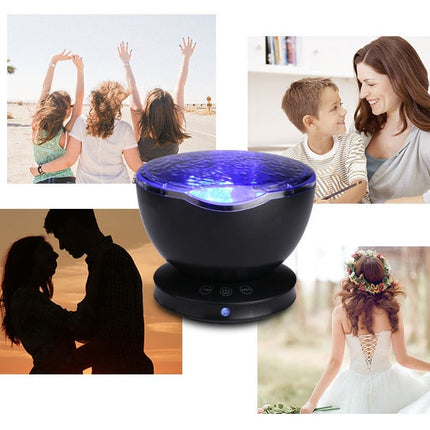 Ocean Wave Projector LED Night Light Remote Control TF Cards Music Player Speaker Aurora Projection