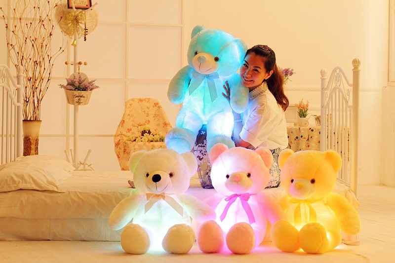 Creative Light | LED Teddy Bear Plush | Color Changing LED | Kids Night Light | Multi Color | Tap Activated Glow -