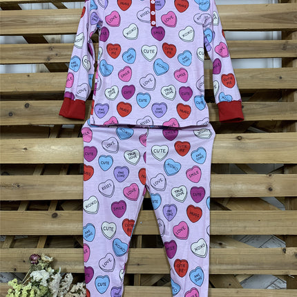 Valentines Day Love Print Casual Home Pajamas Parent Child Set