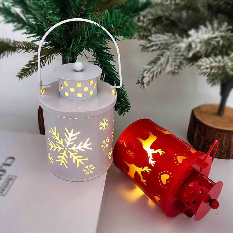 Christmas LED Candle Lantern | Nordic Style Electronic Candle Light | Creative Holiday Decoration for Christmas & Halloween | Wrought Iron Wind Lantern - Home & Garden > Decor > Flameless Candles
