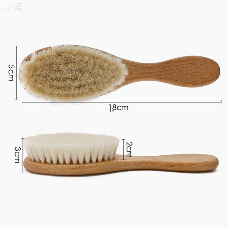 PearWood | Round Wool Massage Brush Set | Pear Wood Handle | Soft Wool Round Brush | 14.5 x 4.3 x 1 cm | Scalp Massage -
