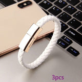 BraceletCharge | Bracelet Charger Cable | Braided Leather | Emergency USB Cable | Black | On-The-Go iPhone Charging -